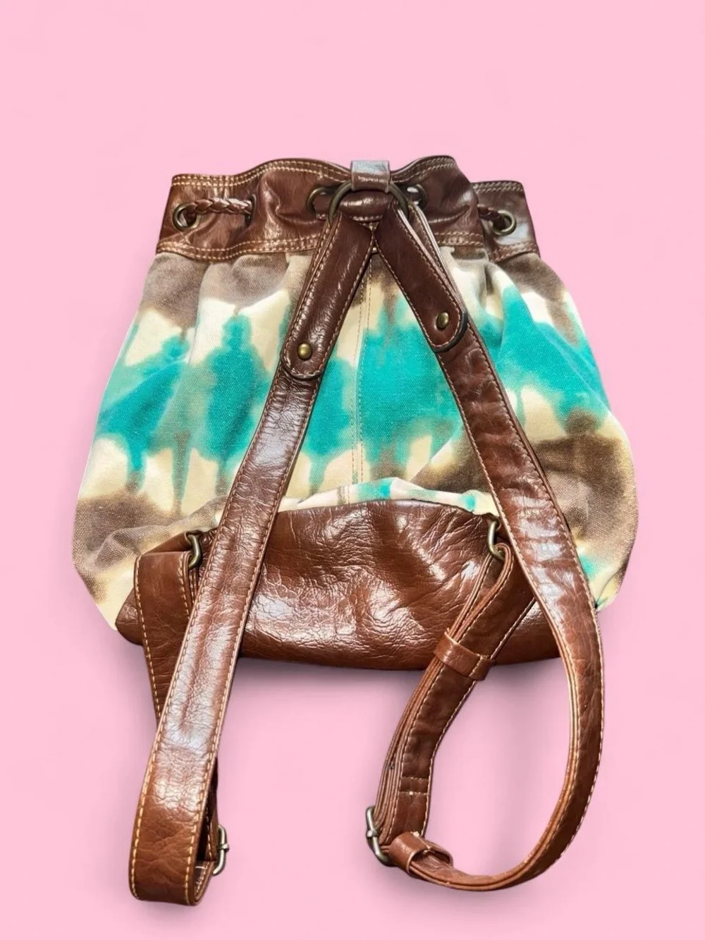 Axcess Turquoise and Brown Tie-Dye Bucket Bag